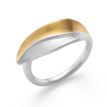 Sterling sølv Ring, delvis forgyldt, mat rhodineret.