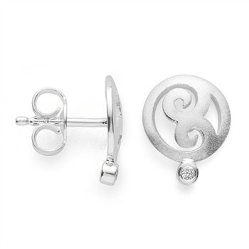 Sterling sølv Ørestikker sandblæst, br 0.02ct W-SI