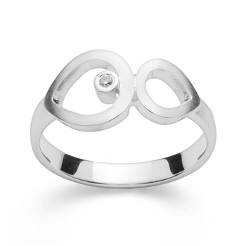 Sterling sølv Ring mat, brillant 0,02ct W-SI