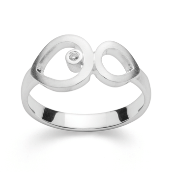 Sterling sølv Ring mat, brillant 0,02ct W-SI