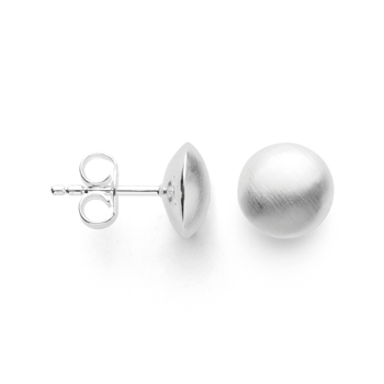 Sterling sølv ørehænger, rhodineret. "button medium", mat