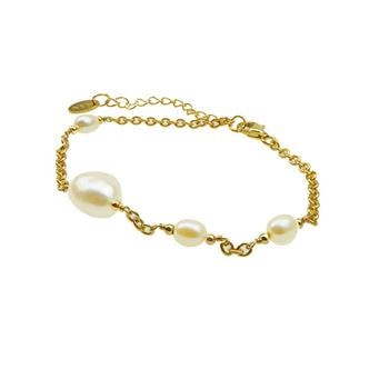 Armbånd & halskæde - Forgyldt m.Ferskvandsperler 16+4 cm, fra San - Links of Joy