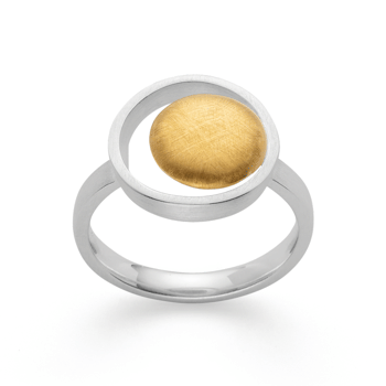 Sterling sølv ring, delvis over, rhodineret. mat/børstet mat