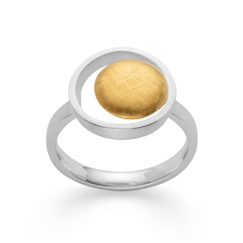 Sterling sølv ring, delvis over, rhodineret. mat/børstet mat