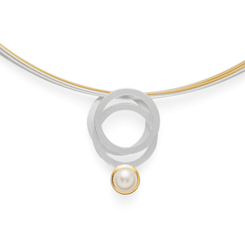 Sterling sølv Vedhæng, delvis forgyldt mat/blank, perle 1,52ct