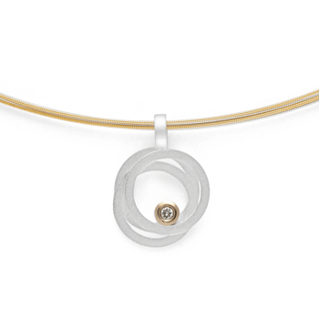 Sterling sølv Vedhæng, forgyldt 14K mat/blank, 0,02ct W-SI