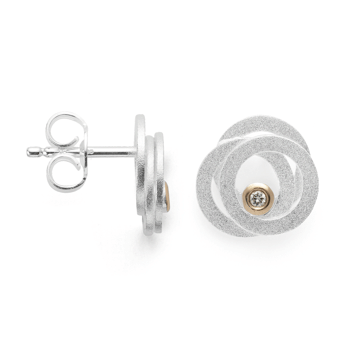 Sterling sølv ørehænger, rhodineret. mat/blank, br 0.02ct W-SI