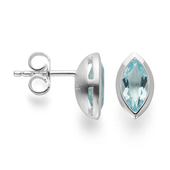 Sterling sølv Ørestikker polerede, Topaz Himmelblå 1.26ct