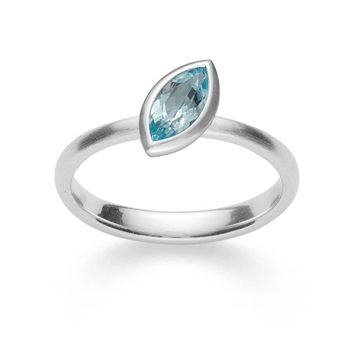 Sterling sølv Ring mat/blank, Topaz Himmelblå 0,68ct