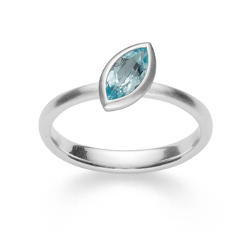 Sterling sølv Ring mat/blank, Topaz Himmelblå 0,68ct