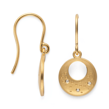 Sterling sølv øreringe, forgyldt mat br 0,03ct W-SI