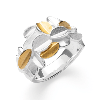 Sterling sølv Ring, delvis forgyldt mat