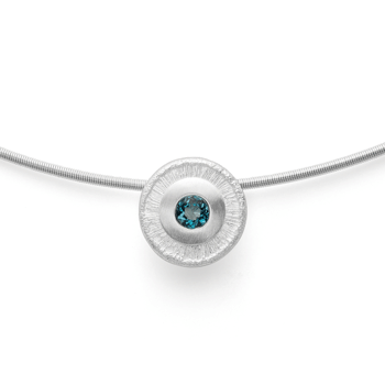 Sterling sølv Vedhæng, rhodineret. mat, topas London Blue 0.29ct