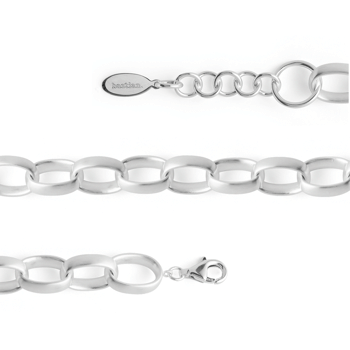 Sterling sølv armbånd, mat rhodineret., 17cm + 3cm