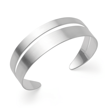 Sterling sølv Armring, mat rhodineret.