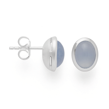 Sterling sølv Ørestikker mat/blank, kalcedon 2.39ct