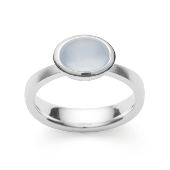 Sterling sølv Ring mat/blank, kalcedon 1,60ct