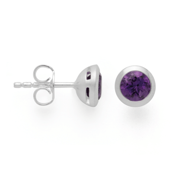 Sterling sølv Ørestikker mat/blank, ametyst 1,24ct