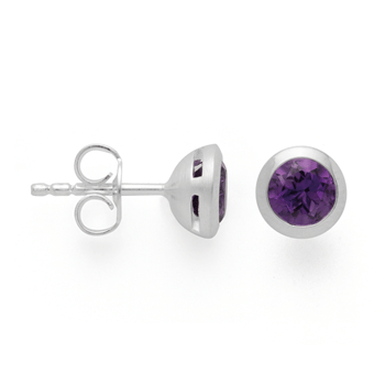 Sterling sølv Ørestikker, rhodineret. mat/blank, ametyst 1,24ct