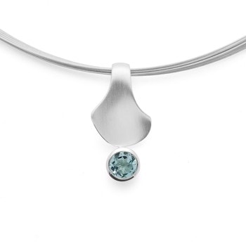 Sterling sølv Vedhæng, rhodineret. mat/blank, blå topas 1.08ct