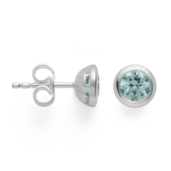 Sterling sølv Stud øreringe mat/blank, blå topas 1,02ct