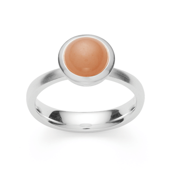 Sterling sølv Ring mat/blank, månesten blush 1,85ct