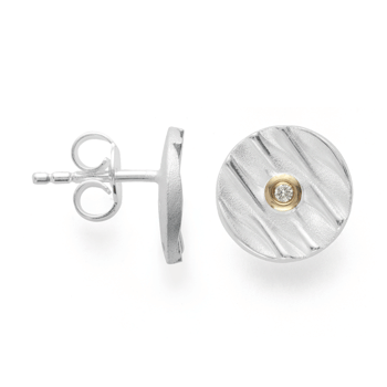 Sterling sølv Ørestikker, forgyldt, tekstureret/blank, br 0.02ct