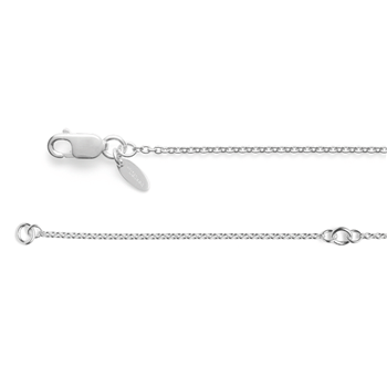 Sterling sølv rund ankerkæde karabin 1,16 mm, 42 + 5cm