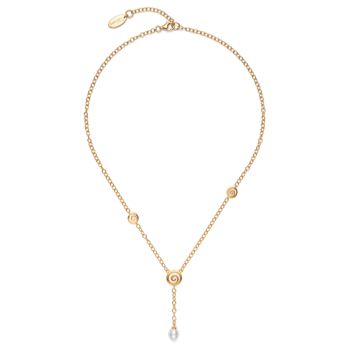 Sterling sølv collier, mat/blank forgyldt, perle 3.43ct, 46+4cm