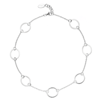 Sterling sølv collier, rhodineret. mat/blank, 46cm + 3cm
