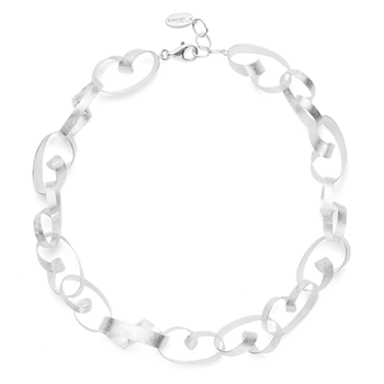 Sterling sølv collier, rhodineret. børstet, 46cm + 3cm