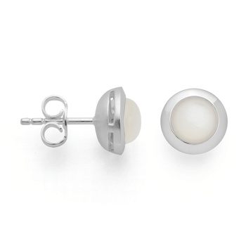 Sterling sølv Øreringe blank, hvide månesten 1.63ct