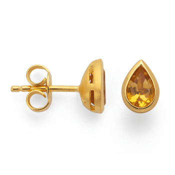 Sterling sølv Ørestikker, forgyldte polerede, citrin 0,84ct