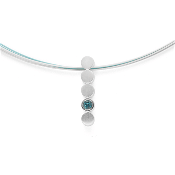 Sterling sølv Vedhæng, rhodineret. mat/blank, blå topas 0,14ct