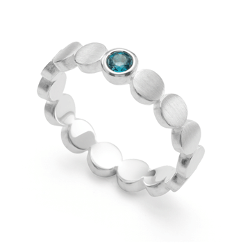 Sterling sølv Ring mat/blank, blå topas 0,14ct