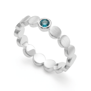 Sterling sølv Ring mat/blank, blå topas 0,14ct