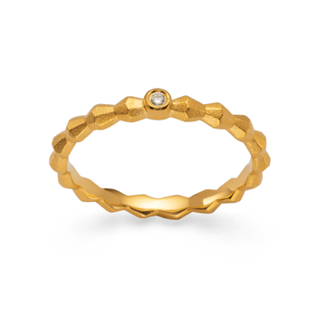 Sterling sølv ring, forgyldt mat., brillant 0,02ct W-SI