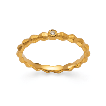 Sterling sølv ring, forgyldt mat., brillant 0,02ct W-SI