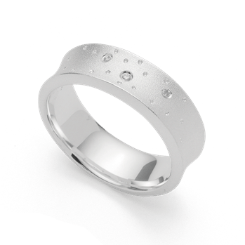 925/- ring, rho. sandblæst br 0,02ct W-SI, fra Bastian Inverun