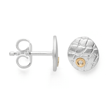 Sterling sølv Ørestikker, forgyldt mat/tekstureret, br 0.01ct