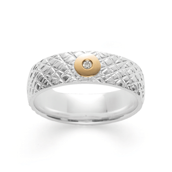 925/- Ring, fg  rho. mat/struktureret, 0,015ctW-SI, fra Bastian Inverun
