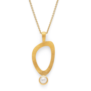 Sterling sølv Vedhæng, forgyldt mat/blank, kulturperle 0,99ct