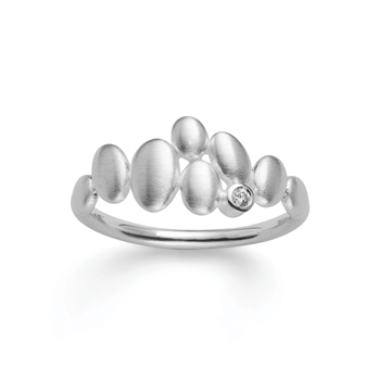925/- ring, rhd, mat, dia. 0,02ct W-SI, fra Bastian Inverun