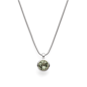 925/vedhæng,rh.-pl.,mat/pol.,amethyst grøn 3,1ct, fra Bastian Inverun