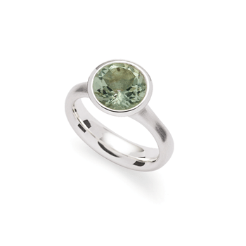 925/- ring,rh.-pl., mat/pol.,amethyst grøn 3,1ct, fra Bastian Inverun