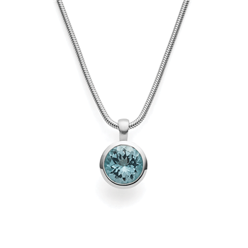 925/- vedhæng, mat/blank, blå topaz 4,03ct, fra Bastian Inverun