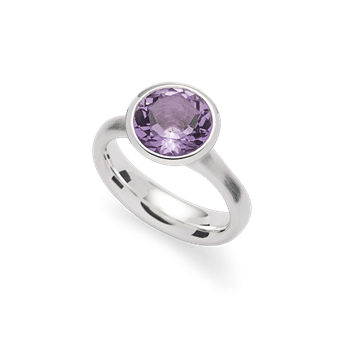 925/- ring, rhodium-pl., mat/pol., amethyst 3,2ct, fra Bastian Inverun