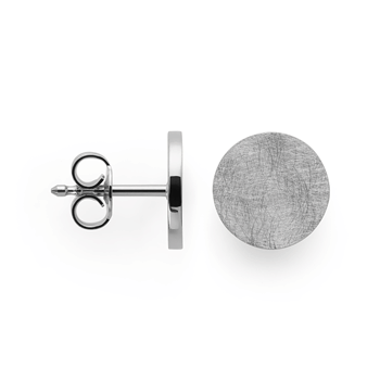 925/- øreringe, rh.-pl., børstet,/pol., 8mm, fra Bastian Inverun