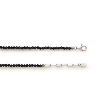Kæde Spinel sort, 925/- karabinlås, 42+3cm, 3mm, fra Bastian Inverun
