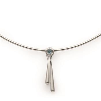 925/- Vedhæng, rhodineret, mat, blå topas 0.14ct, fra Bastian Inverun